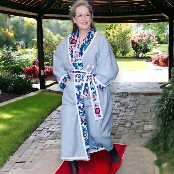 Tanya Taylor Women's M/L Grey And Floral Cadence Wool-Blend Robe Coat NWT $765‎ - Picture 10 of 13